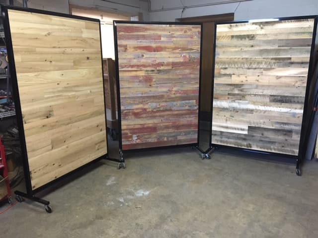 Folding room dividers in a banquet hall